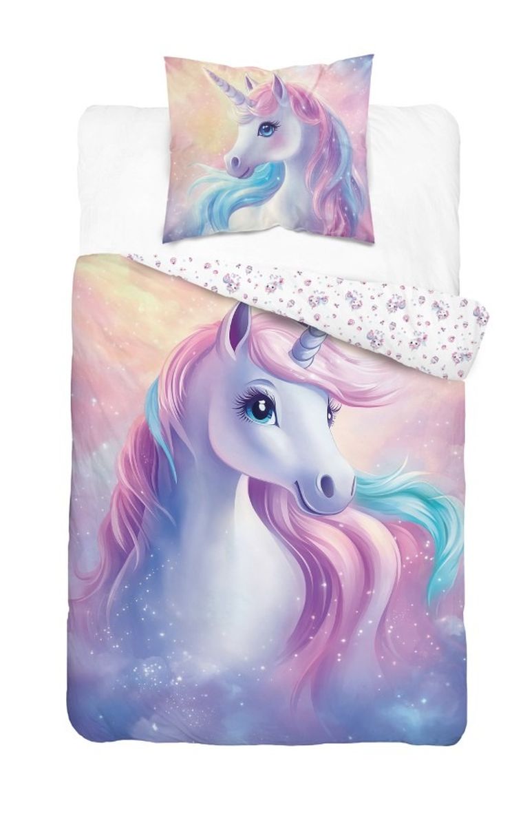 Unicorn, set lenjerie de pat single, 140-200 cm