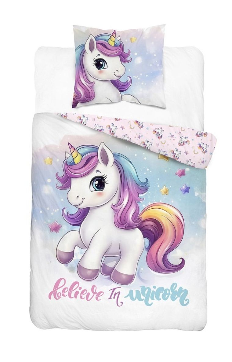 Unicorn, set lenjerie de pat single, 140-200 cm