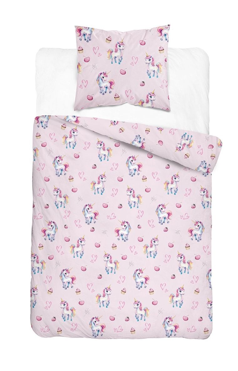 XOXO, set de lenjerie de pat pentru tineri, 160-200 cm + 70-80 cm, Unicorns