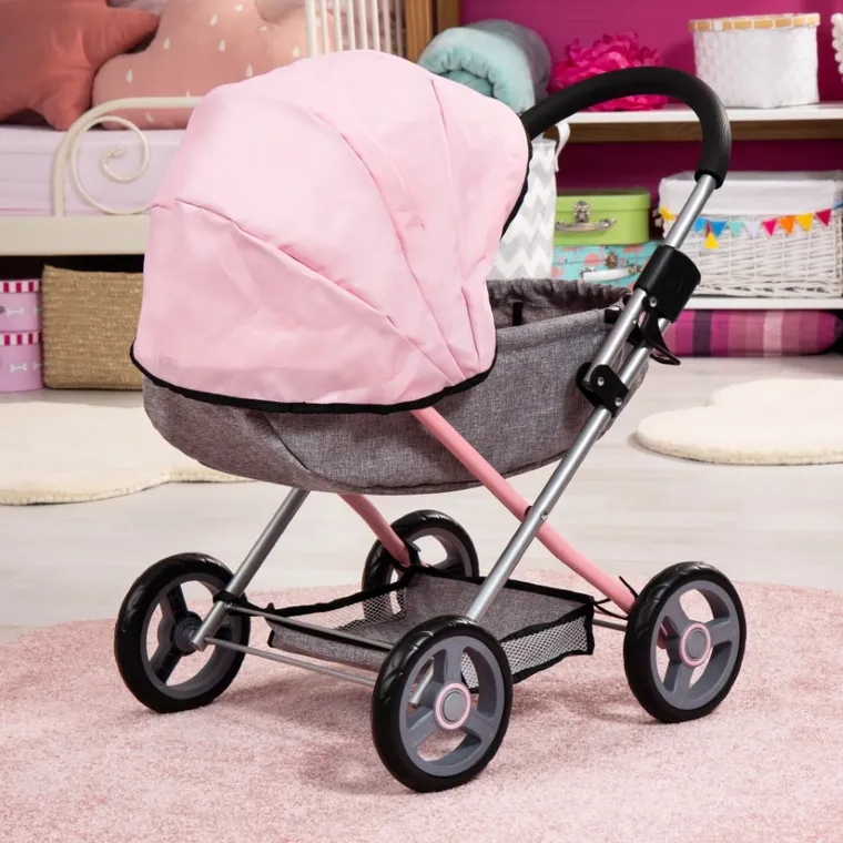Bayer Design, Cosy, carucior multifunctional pentru papusi, gri-roz