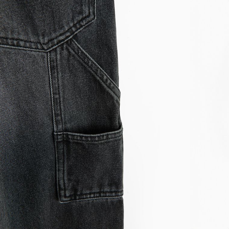 Blugi ajustabili cenusii-negri cu croiala super baggy unisex NOWEAR