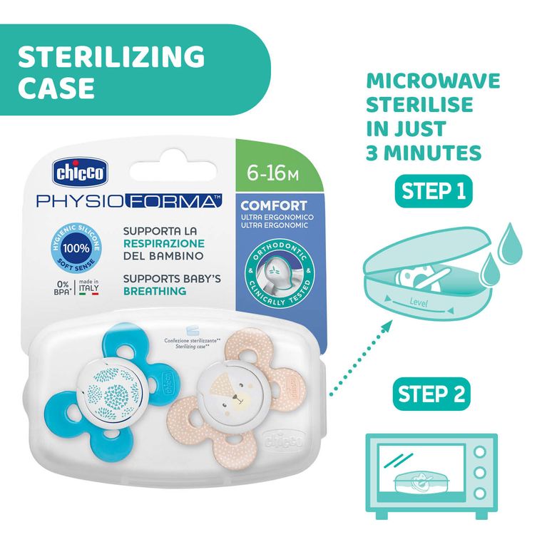 Chicco, PhysioForma Comfort, suzeta din silicon, albastru, 6-16m