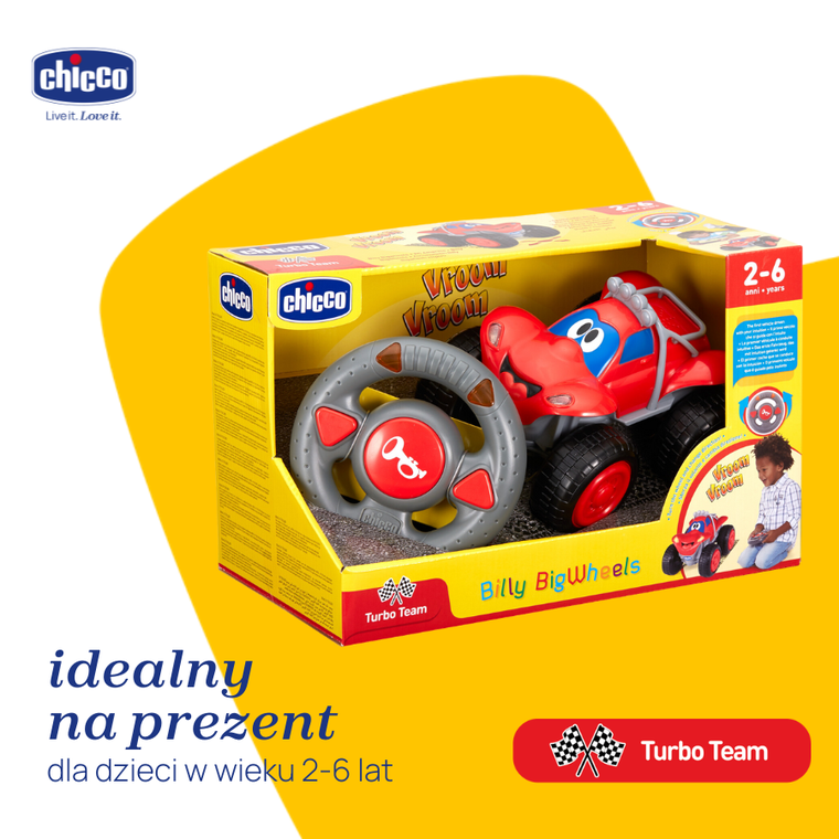Chicco, Turbo Team, Masina Billy, vehicul cu telecomanda, rosu