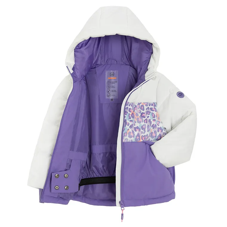 Cool Club, Geaca de schi cu gluga pentru fete, calduroasa, alb-violet