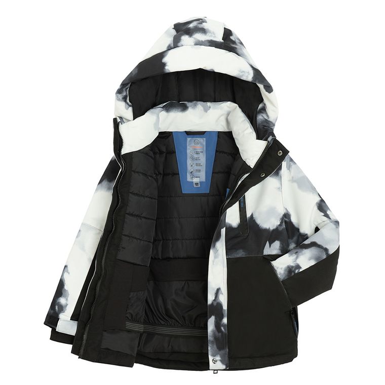 Cool Club, Geaca de schi impermeabil pentru baieti, cu gluga, negru-alb