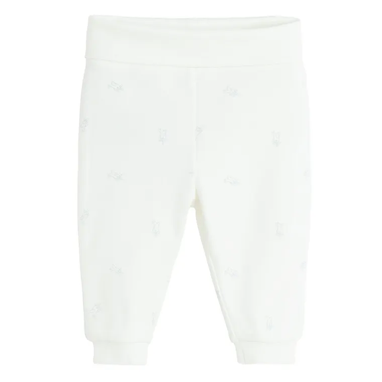 Cool Club, Pantaloni fara botosei pentru baieti, alb, set, 2 buc.