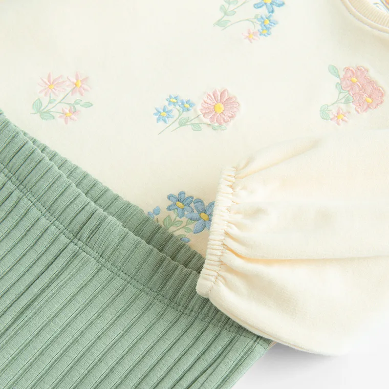 Cool Club, Set pentru fete, Bluza cu maneca lunga, Colanti din tricot striat, mix