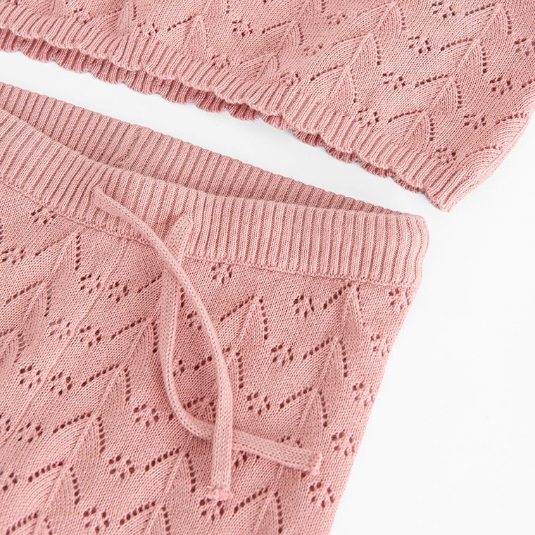 Cool Club, Set pentru fete, din tricot, Bluza cu maneca lunga, Pantaloni, roz