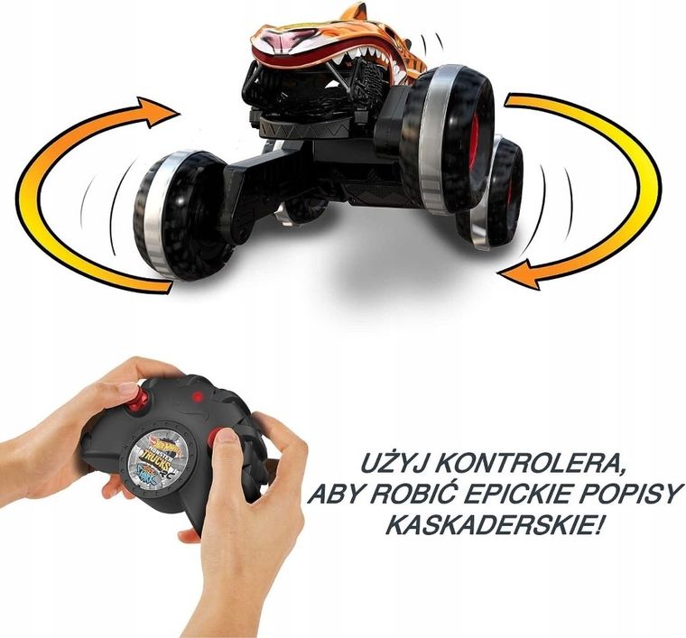 Hot Wheels, Monster Trucks Tiger Shark, masina cu telecomanda, scara 1:24