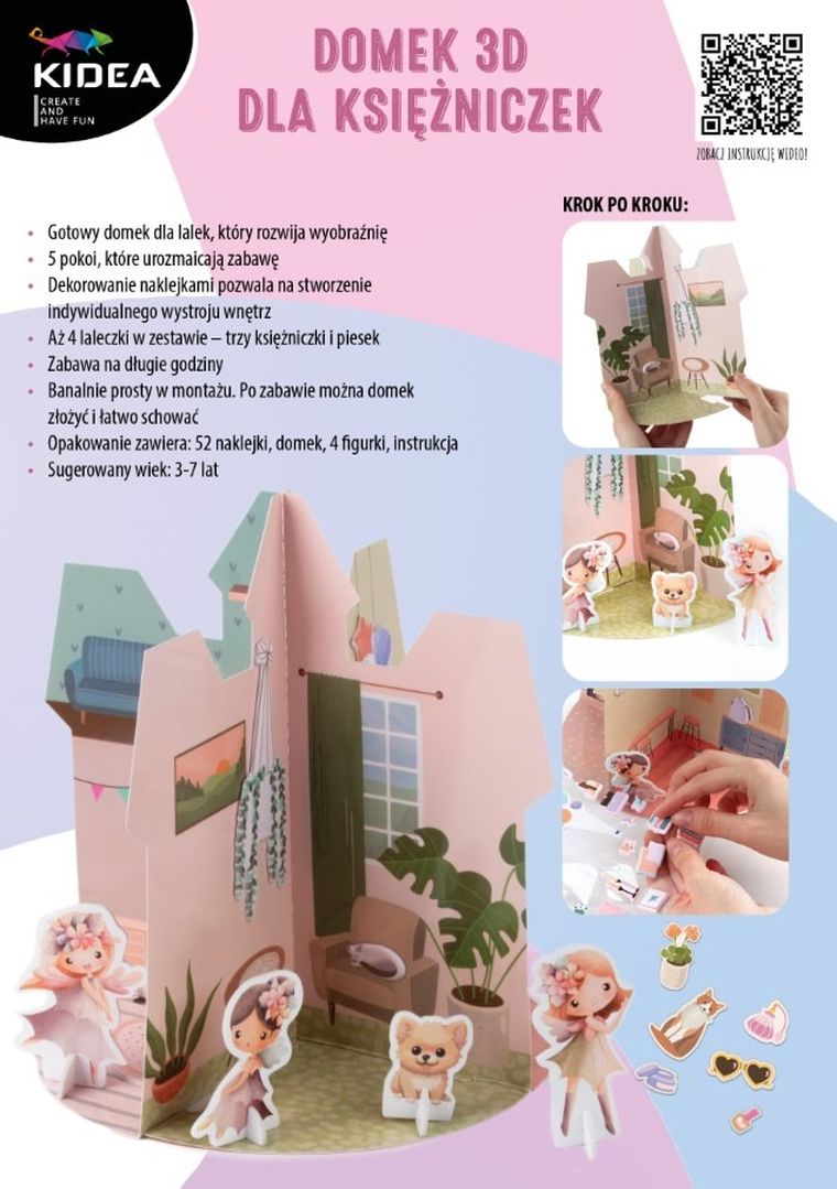 Kidea, casa de printesa 3D, set creativ
