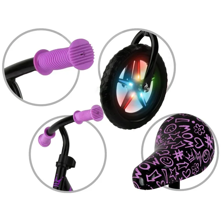 Kidwell, Rebel LED, bicicleta fara pedale, neon roz