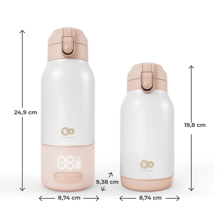 Kinderkraft, Gaja, incalzitor mobil de lapte si termos 2in1, bej, 500 ml