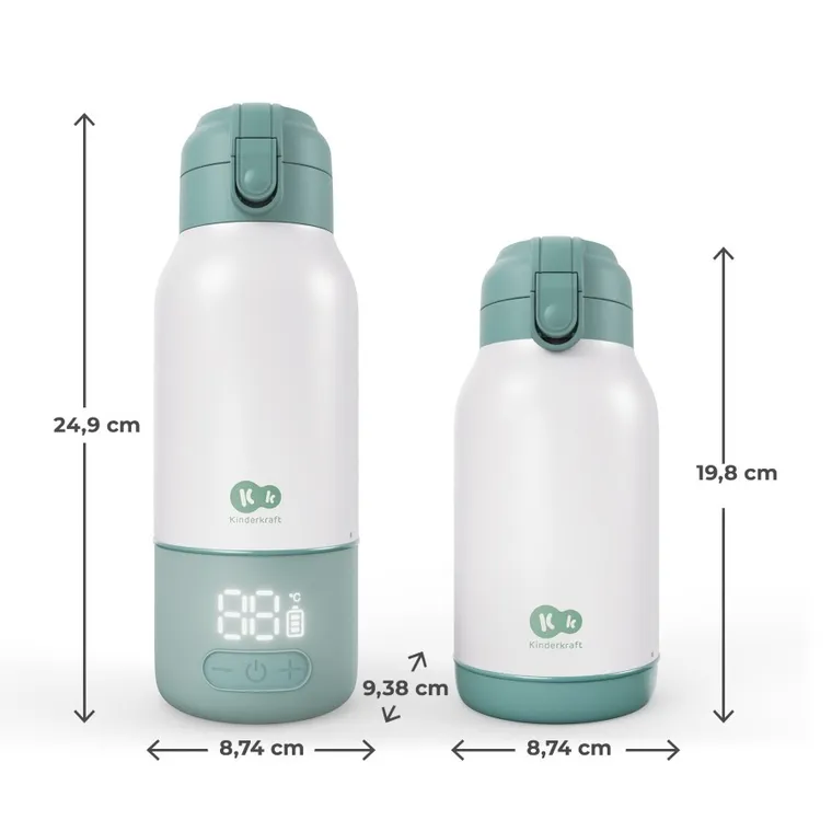 Kinderkraft, Gaja, incalzitor mobil de lapte si termos 2in1, verde, 500 ml