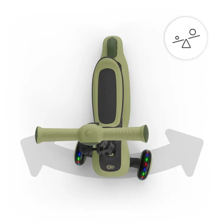 Kinderkraft, Halley 2, trotineta cu 3 roti de echilibru 2in1, LED, Grassland Green