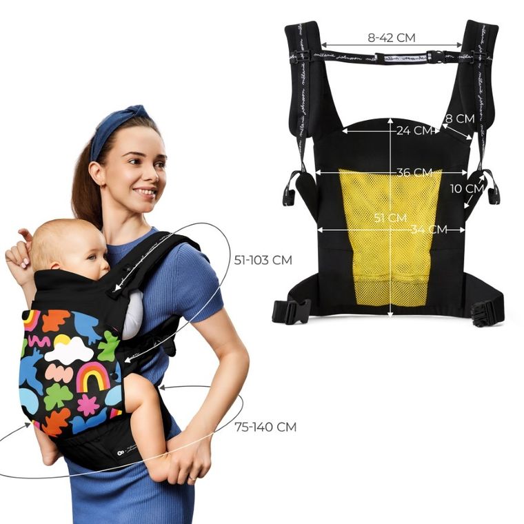 Kinderkraft, Huggy, marsupiu ergonomic, Happy Shapes