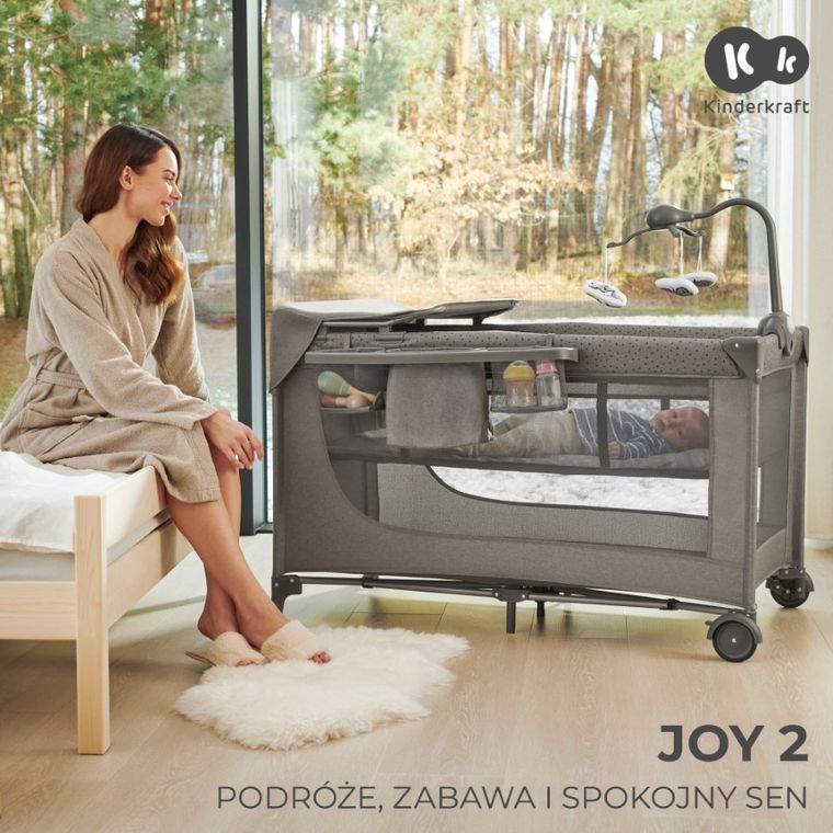 Kinderkraft, Joy 2, patut de volaj cu accesorii, 3in1, Beige