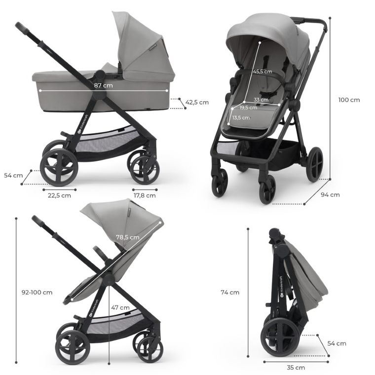 Kinderkraft, Newly 3in1 Mink Pro, carucior multifunctional 3in1, Moonlight Grey