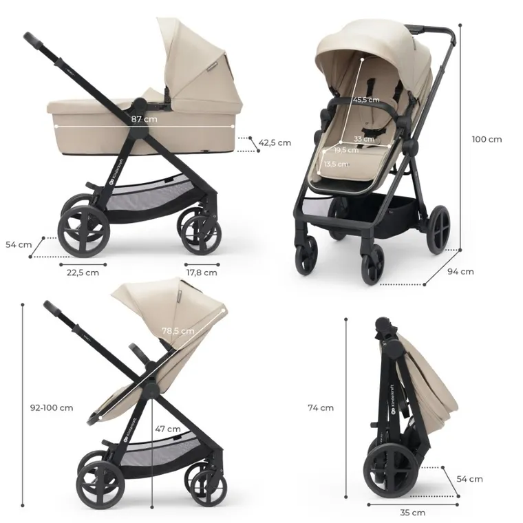 Kinderkraft, Newly 3in1 Mink Pro, carucior multifunctional 3in1, Sand Beige