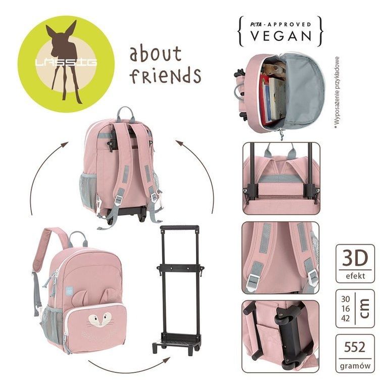 Lassig, About Friends, ghiozdan cu roti (tip troler) 2in1