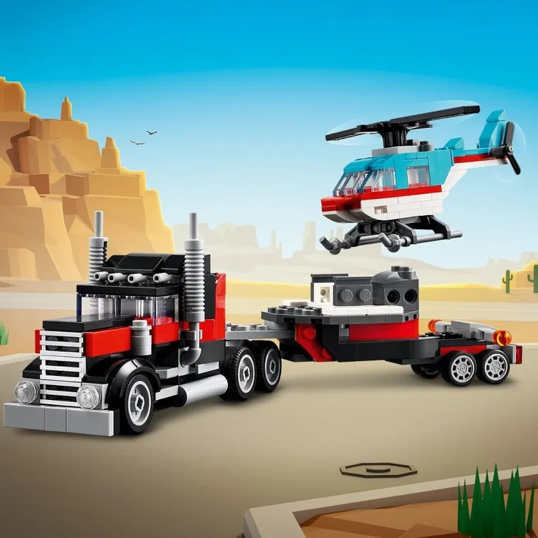 LEGO Creator, Camioneta-platforma cu elicopter, 31146