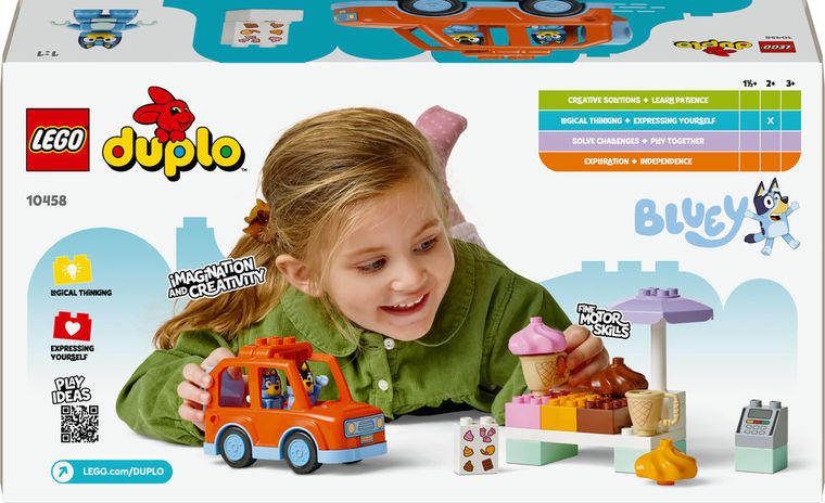 LEGO DUPLO Bluey, Vizita cu Blue la furgoneta de inghetata, 10458