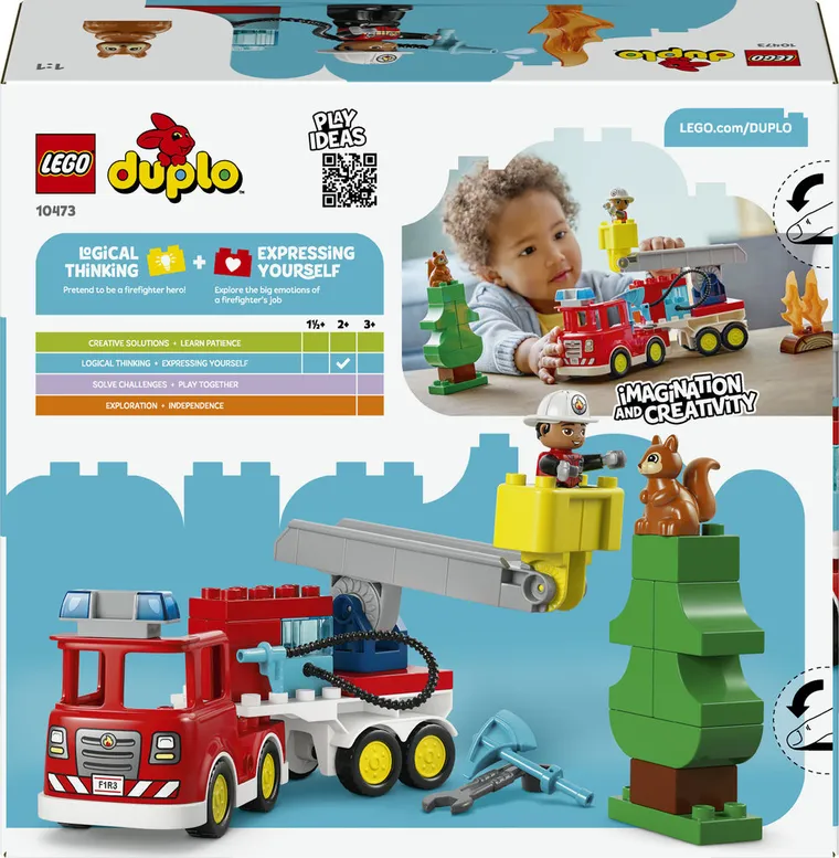 LEGO DUPLO Town, Camion de pompieri cu furtun si pompier, 10473