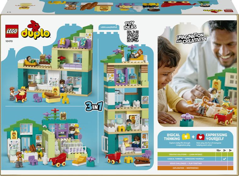 LEGO DUPLO Town, Casa moderna de familie 3 in 1, cu figurine, 10470