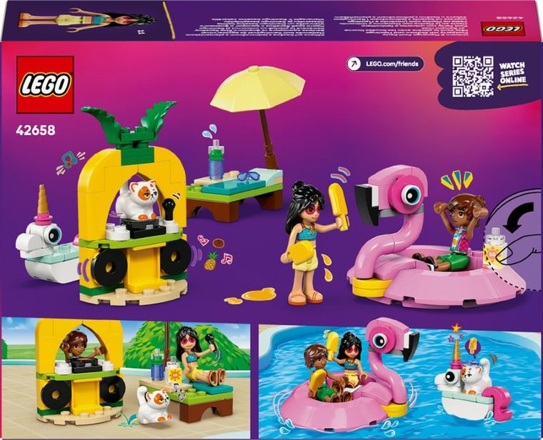LEGO Friends, Petrecere la piscina cu unicornul si flamingo, 42658