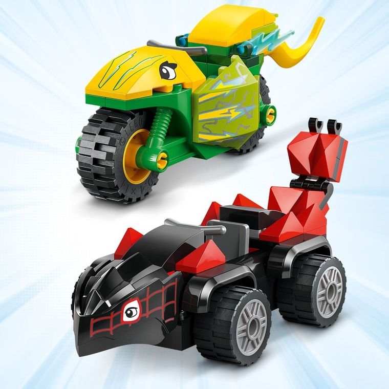 LEGO Marvel, Spin si Electro intr-o urmarire cu dino-vehicule, 11198