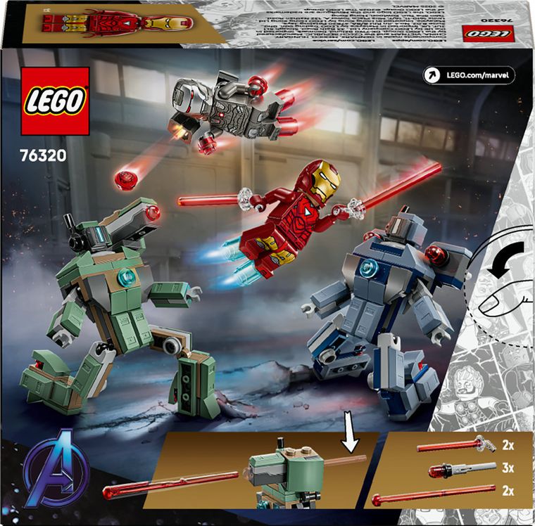 LEGO Super Heroes, Iron Man si War Machine vs dronele Hammer, 76320