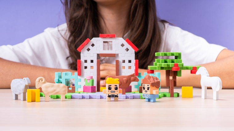 Marioinex, Mini Waffle, Fermier, set de constructie, 110 piese