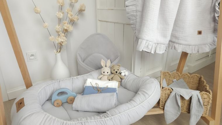 MimiNu, scutece din muselina, gri + crema, 75-75 cm, 2 buc.