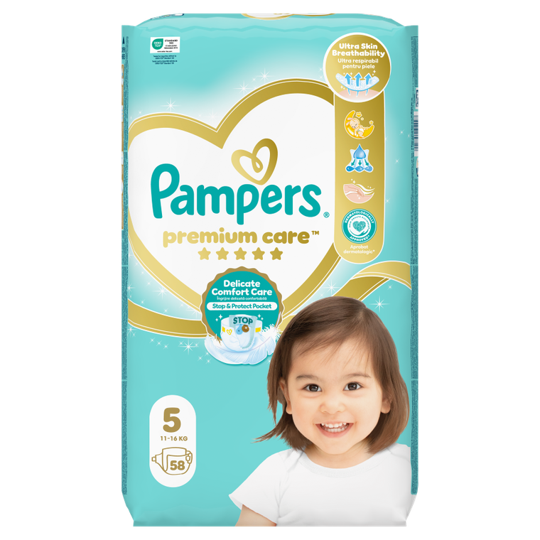 Pampers Premium Care, scutece marimea 5, 11-16 kg, 58 buc.