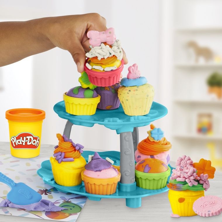 Play-Doh, Cupcake Tower, set creativ, 8 cutie cu plastilina
