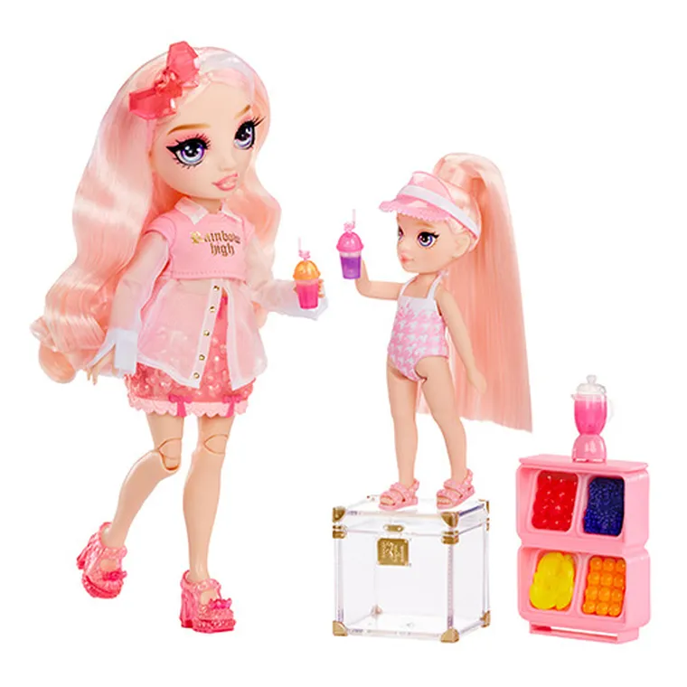 Rainbow High, Littles Dolls, Pool Day, Blush, papusa fashion cu accesorii
