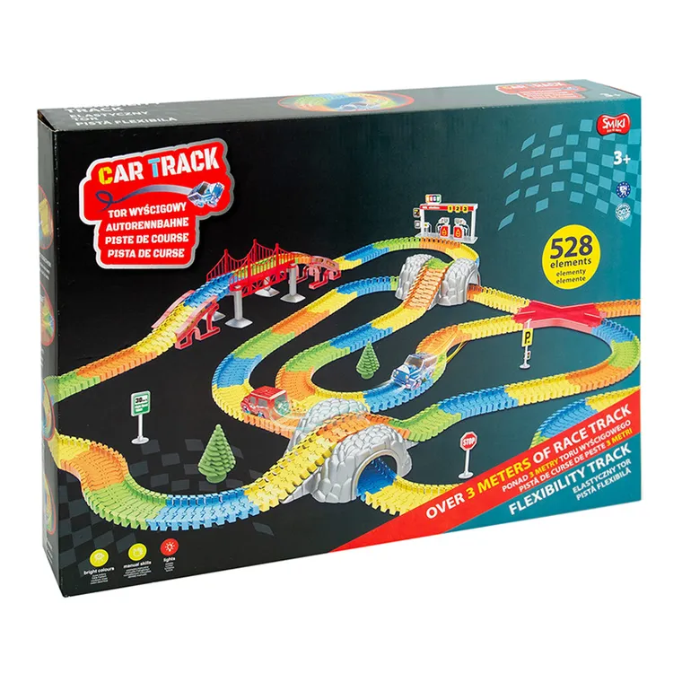 Smiki, Magic Tracks, circuit auto flexibil cu masinute, 138 elemente