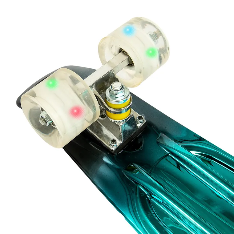 Smiki, placa skateboard tip fish cu roti LED, albastru
