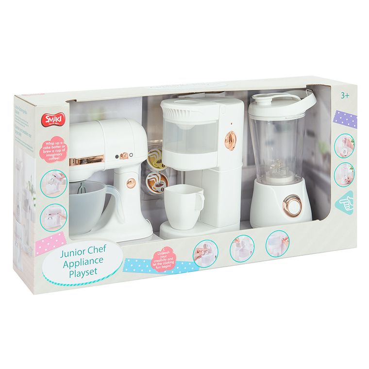 Smiki, set de bucatarie, robot, aparat de cafea si blender, alb