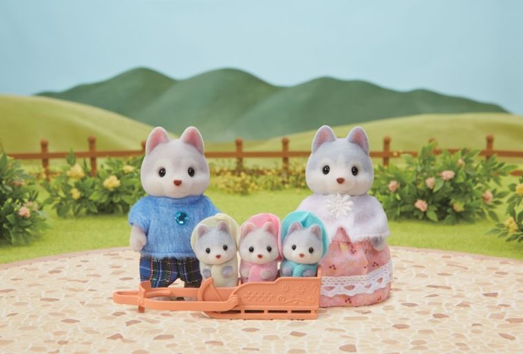 Sylvanian Families, Familia de catelusi Husky, set de figurine, 5636