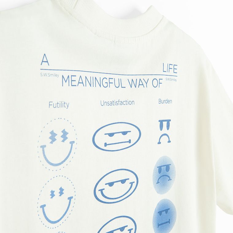 Tricou alb cu croiala relaxed S.W.Smiley NOWEAR