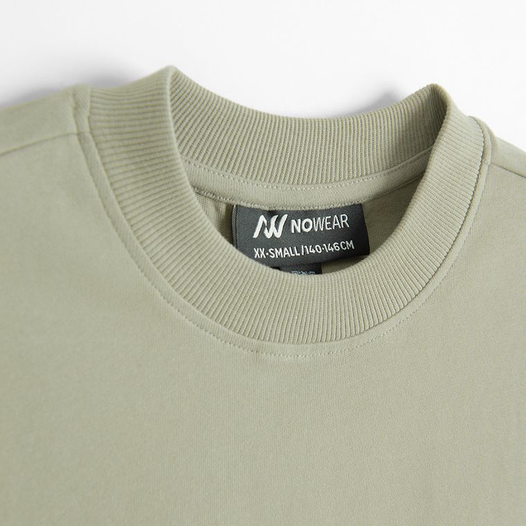 Tricou oversize kaki din bumbac pieptanat unisex NOWEAR