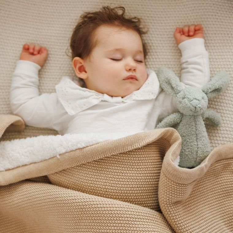 BabyOno, Paturica de iarna pentru bebelusi, bumbac + captuseala sherpa, bej, 75-100 cm