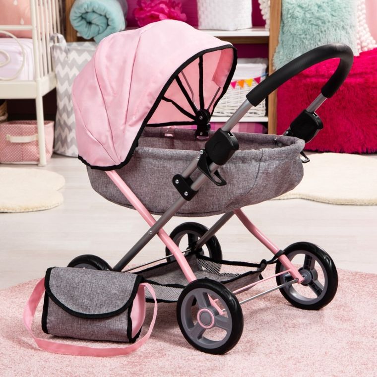 Bayer Design, Cosy, carucior multifunctional pentru papusi, gri-roz