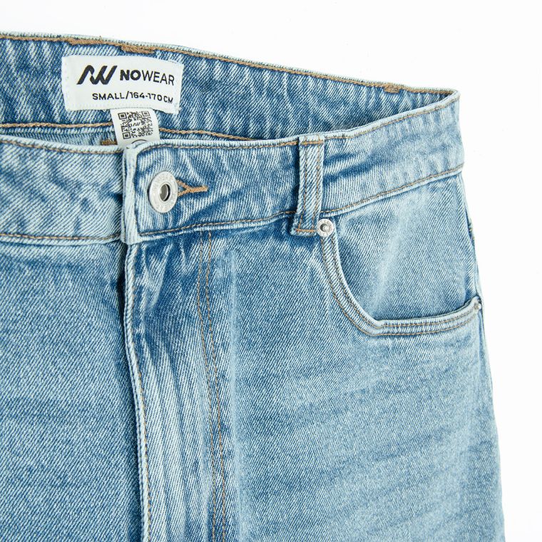 Bermude din denim cu talie reglabila unisex NOWEAR