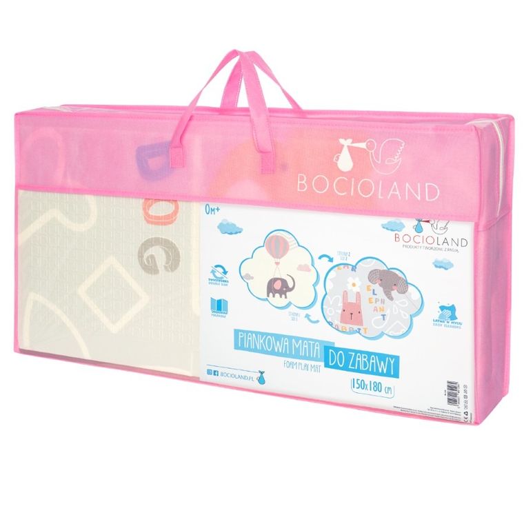 Bocioland, Elefant, covoras din spuma pliabil, gri, 150-180 cm