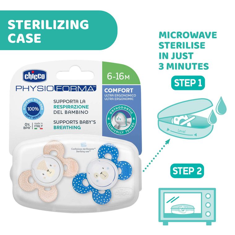 Chicco, PhysioForma Comfort, suzeta din silicon, albastru, 6-16m