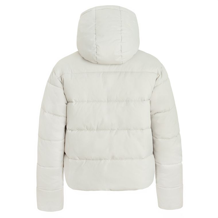 Geaca gri calduroasa cu gluga cropped NOWEAR