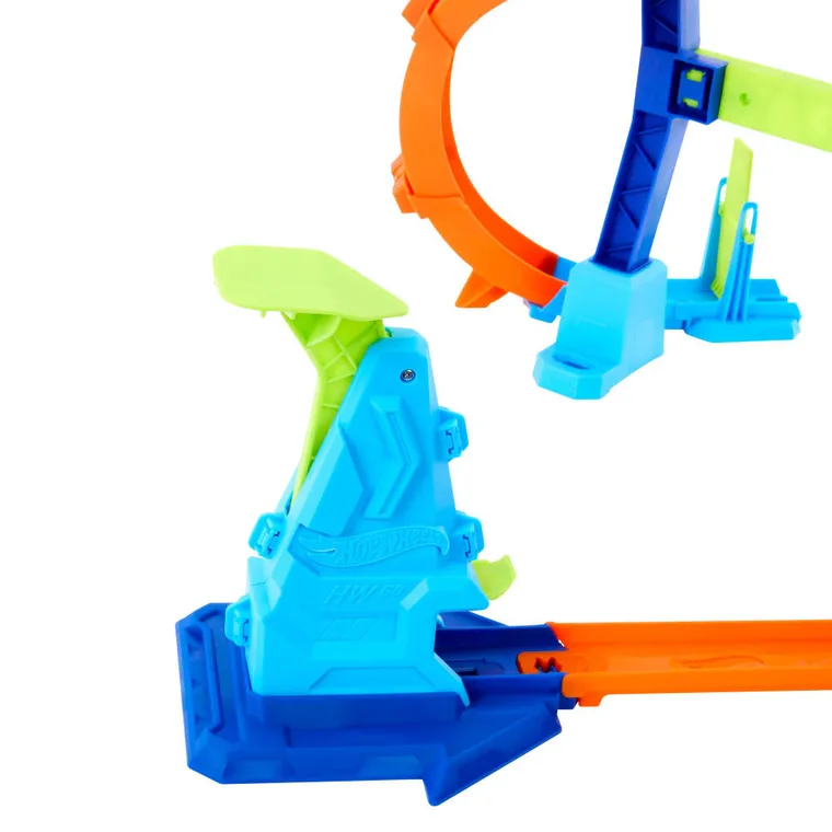 Hot Wheels City, Roller Coaster Rally, set de joaca cu 5 masini + set Corkscrew Jump Champion GRATUIT, set promotional