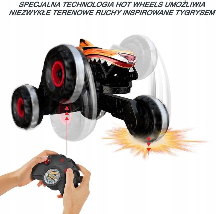 Hot Wheels, Monster Trucks Tiger Shark, masina cu telecomanda, scara 1:24