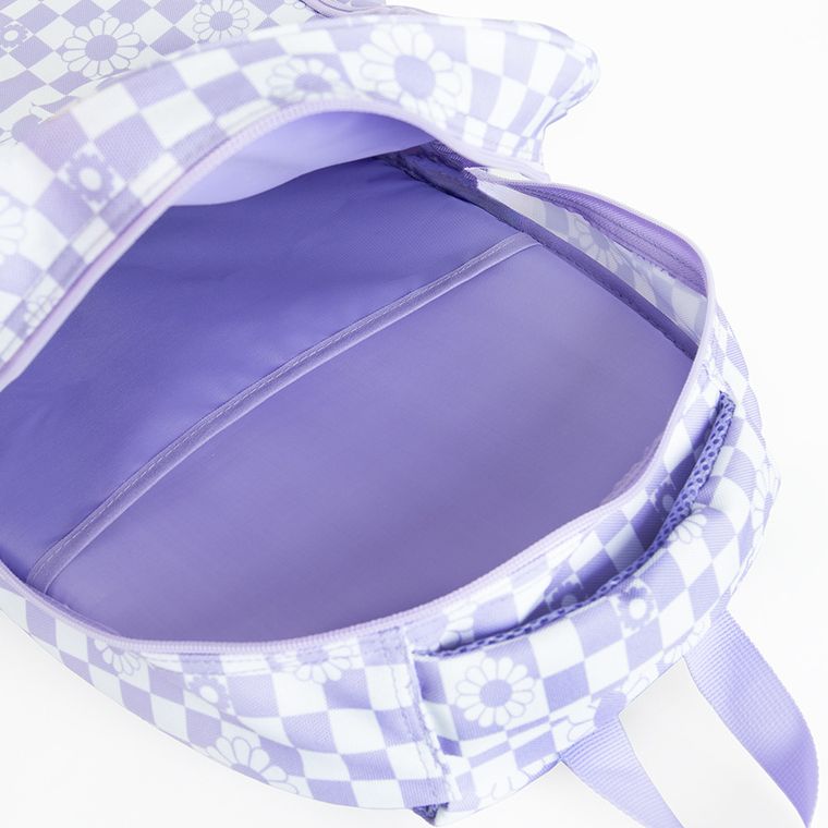 Kayokki, ghiozdan, 2 compartimente, carouri, alb-violet